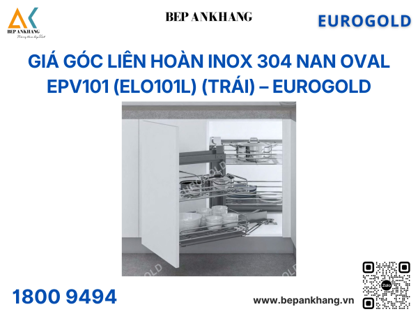 Giá góc liên hoàn inox 304 nan Oval EPV101 (ELO101L) (trái) – Eurogold